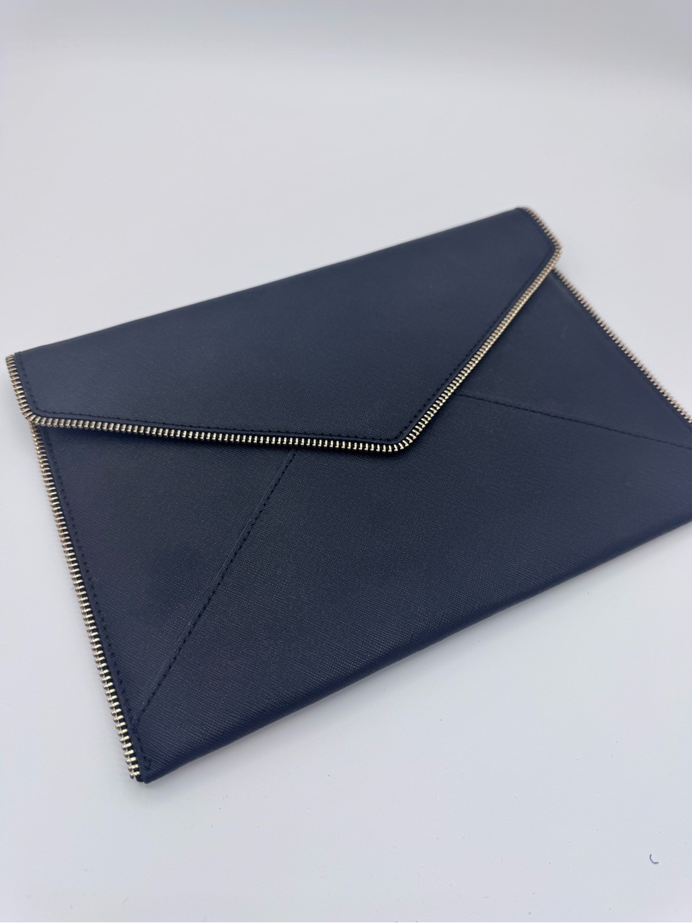 Rebecca Minkoff Black Envelope Clutch with Gold Zip Trim